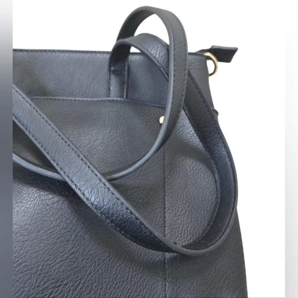Seven Days Marbled Vegan Leather Tote Bag w/ Leopard Print Interior